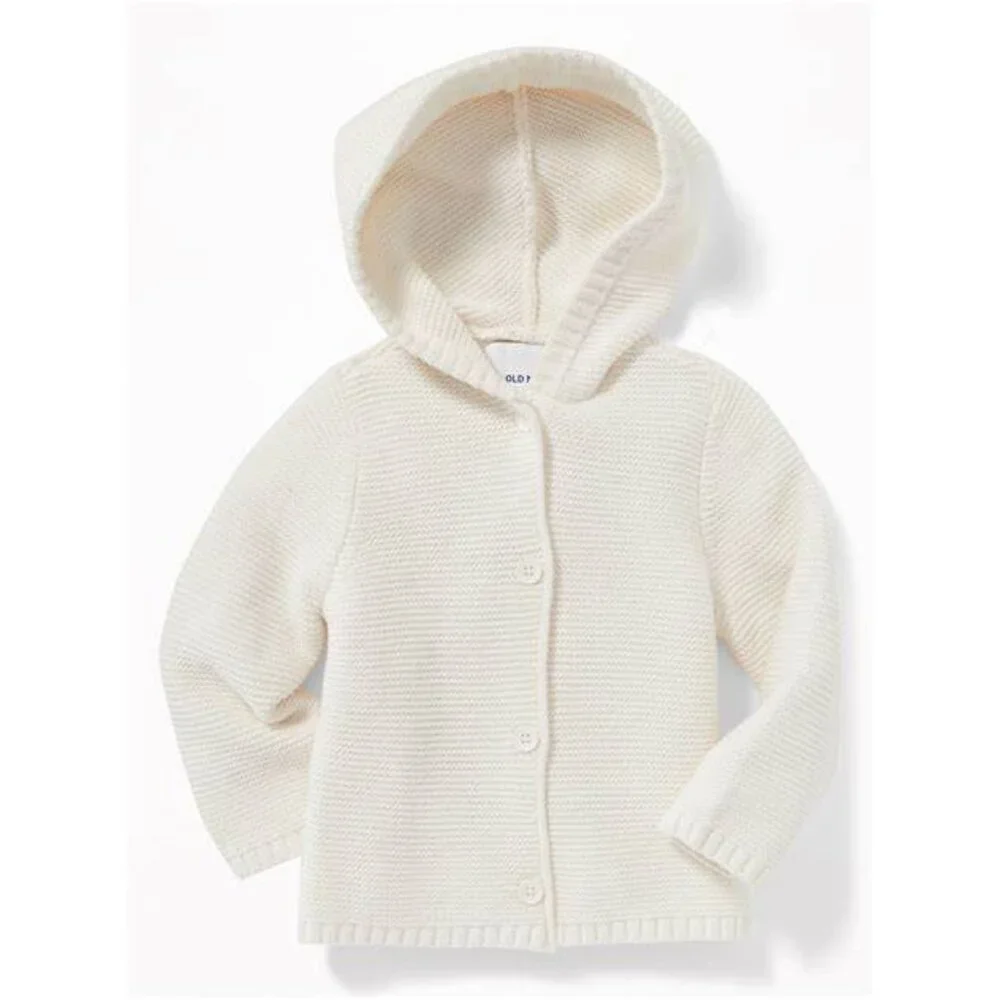 NWT Old Navy Hooded Textured-Knit Cardigan in Sea Salt Size 18-24 Months